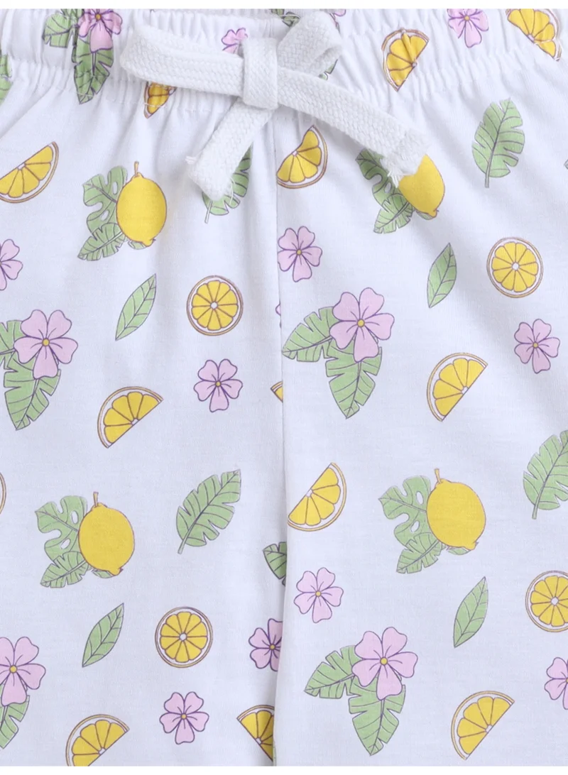 Victor And Jane  Girls Lemonade Print Cotton Pajama Set – T-Shirt & Full Pants Nightwear for Women | Best Price UAE